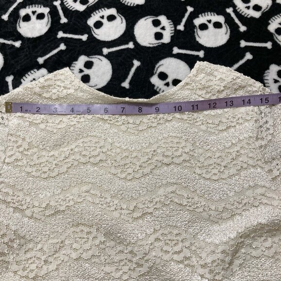 ORCHID Vintage cream lace short sleeve top ~ SMALL MEDIUM boho whismigoth blouse - Picture 12 of 14